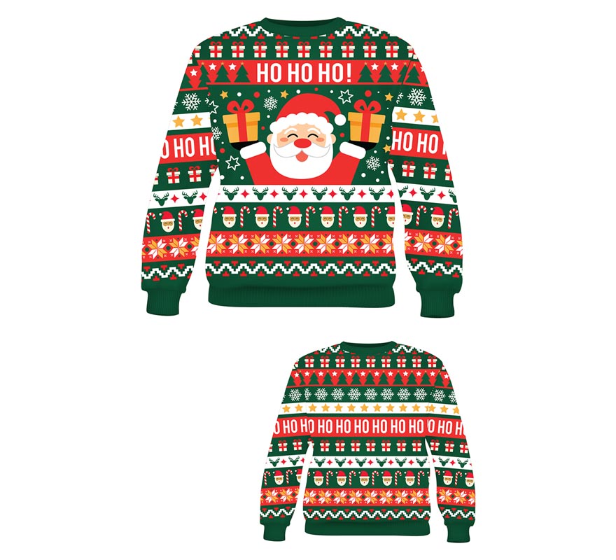 Translation missing: fr.Jersey Navidad Ho Ho Ho verde y rojo para niños