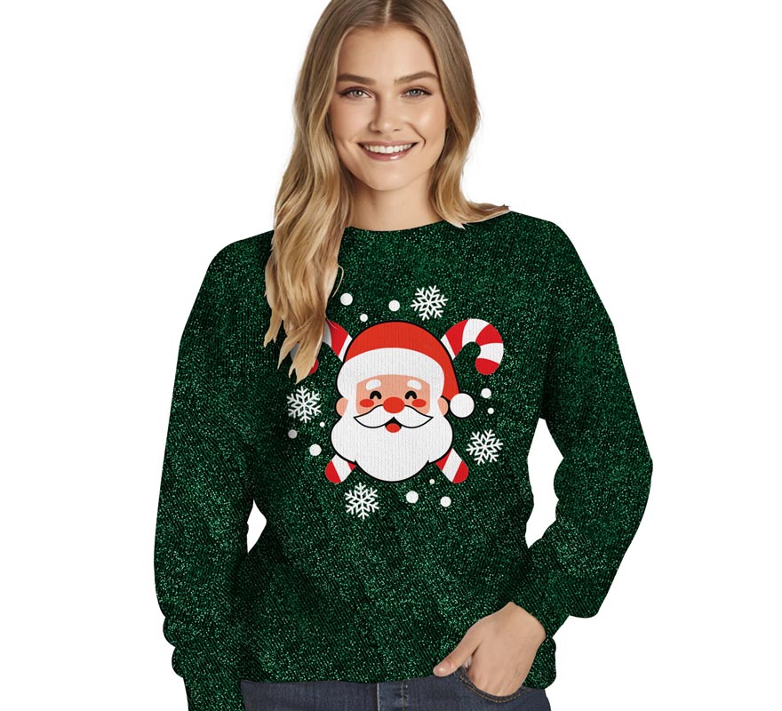 Translation missing: fr.Jersey Navidad Papa Noel con Purpurina para mujer