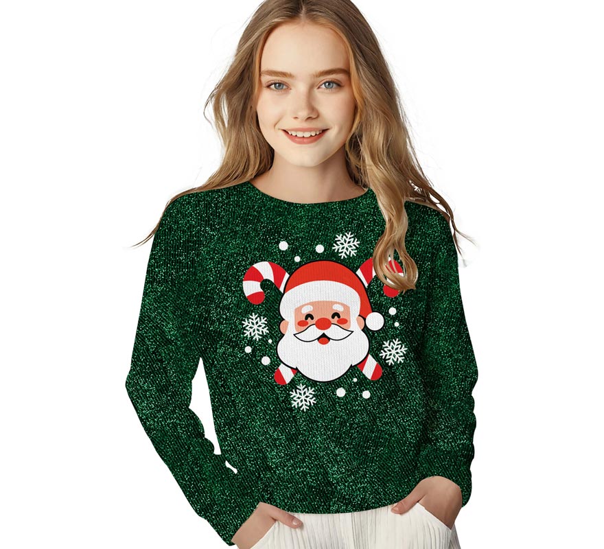 Translation missing: fr.Jersey Navidad Papa Noel con Purpurina para niños