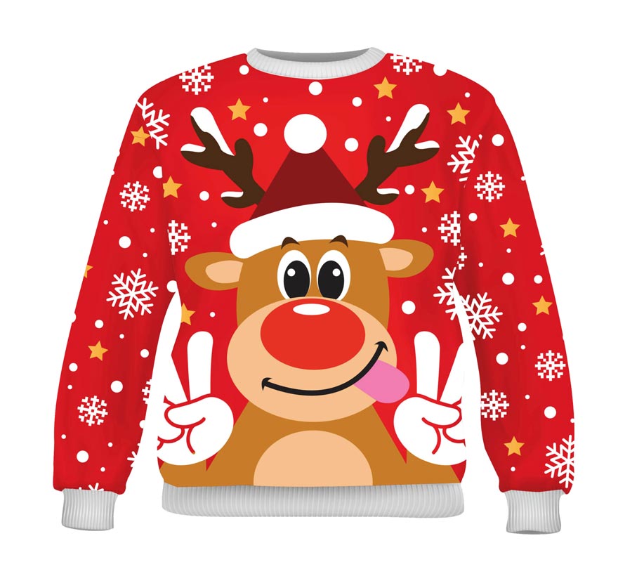 Translation missing: fr.Jersey Navidad Reno Feliz rojo para hombre