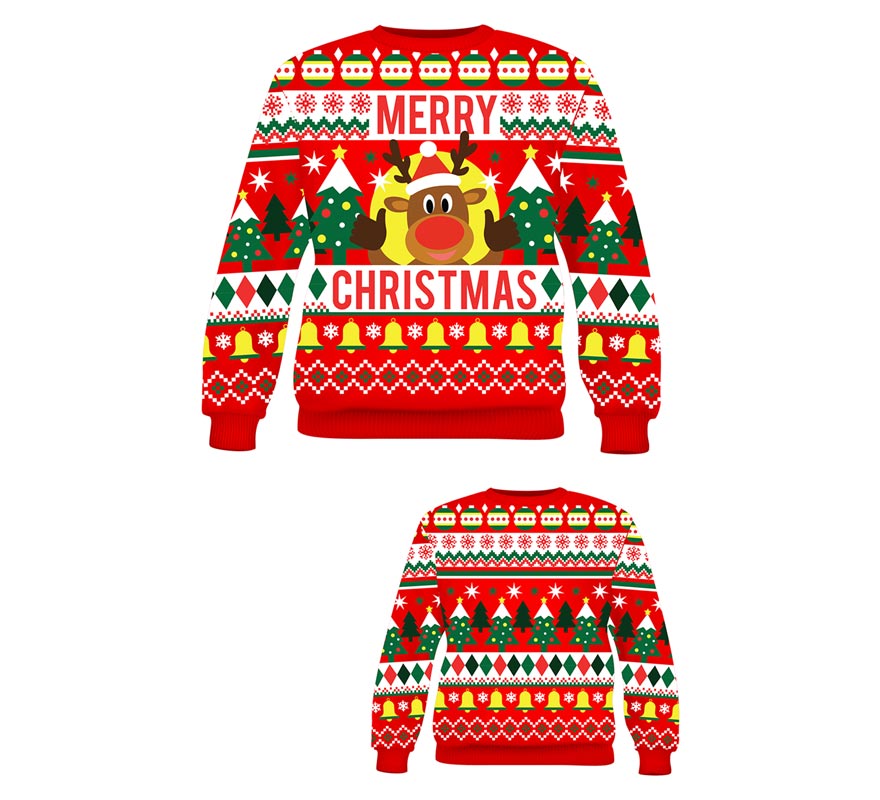 Translation missing: fr.Jersey Navidad Reno Merry Christmas rojo para hombre
