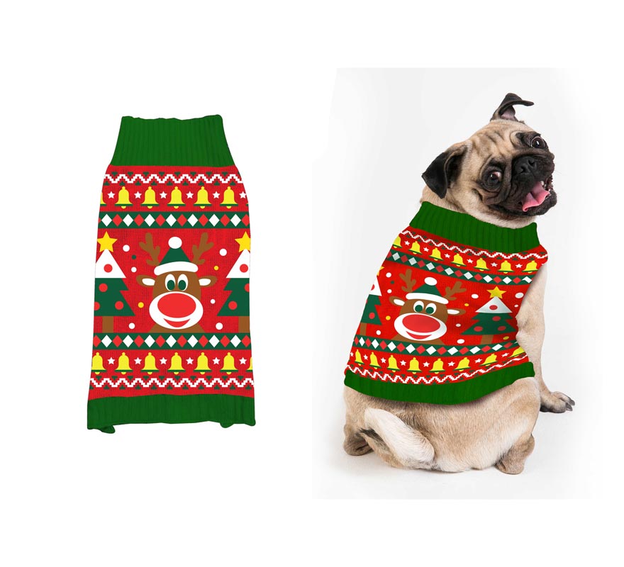 Translation missing: fr.Jersey Navidad Reno para perro