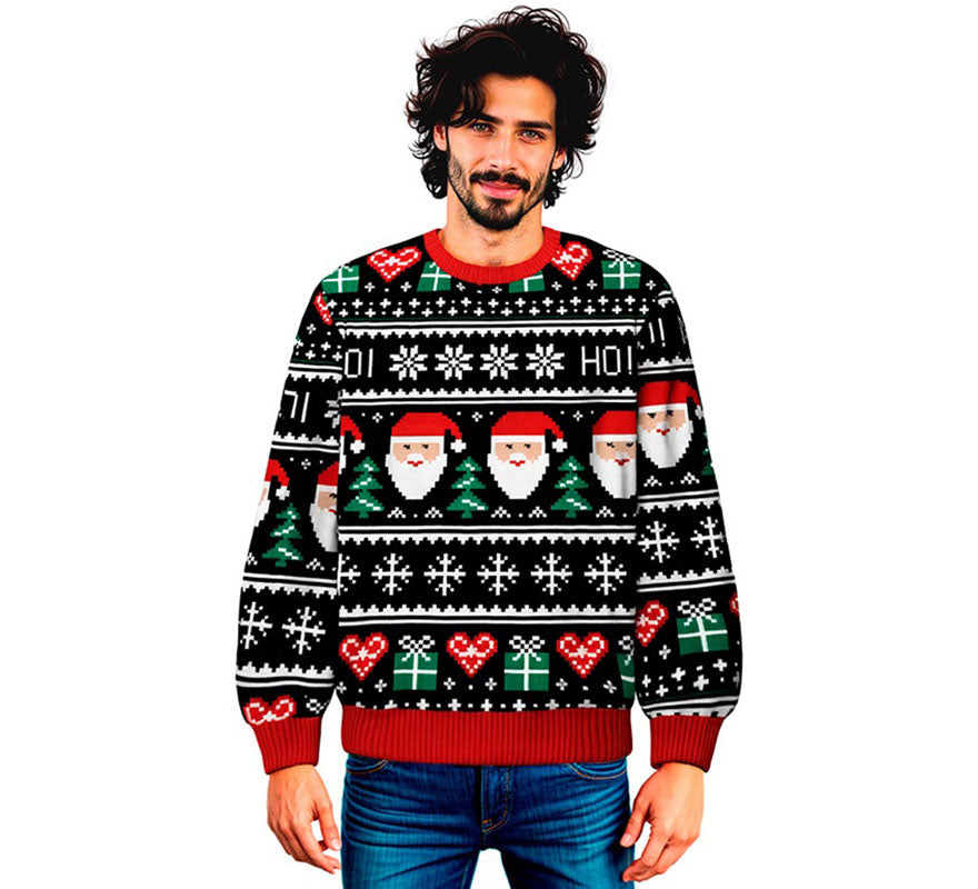 Translation missing: fr.Jersey Navideño azul Papá Noel para adulto