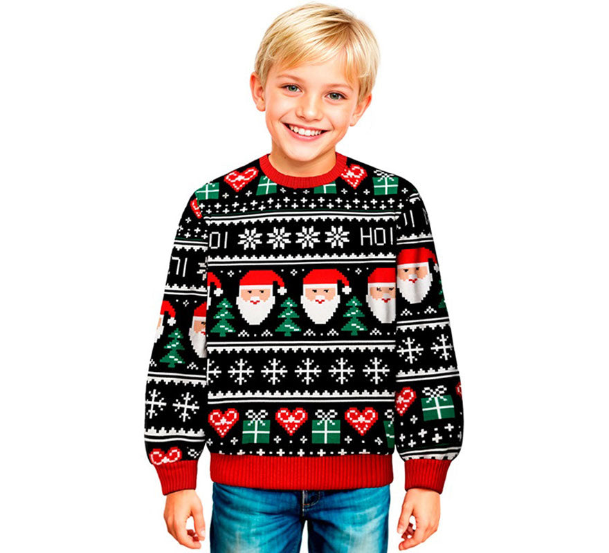 Jersey Navideño azul Papá Noel para niños