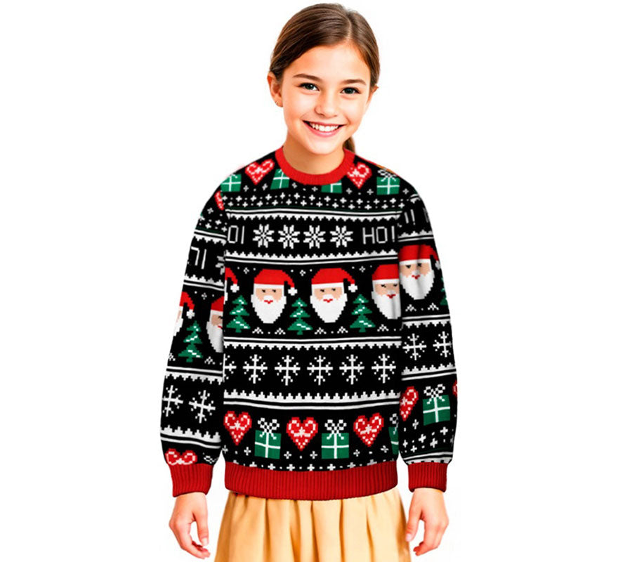 Translation missing: fr.Jersey Navideño azul Papá Noel para niños