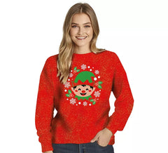 Pull de Noël Elfe pailleté pour femme