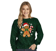 Pull de Noël en pain d'épice pailleté pour femme