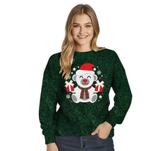 Pull de Noël ours polaire pailleté pour femme