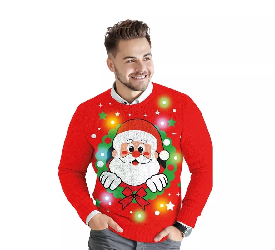Translation missing: fr.Jersey Navideño de Papá Noel con 12 Luces LED para hombre