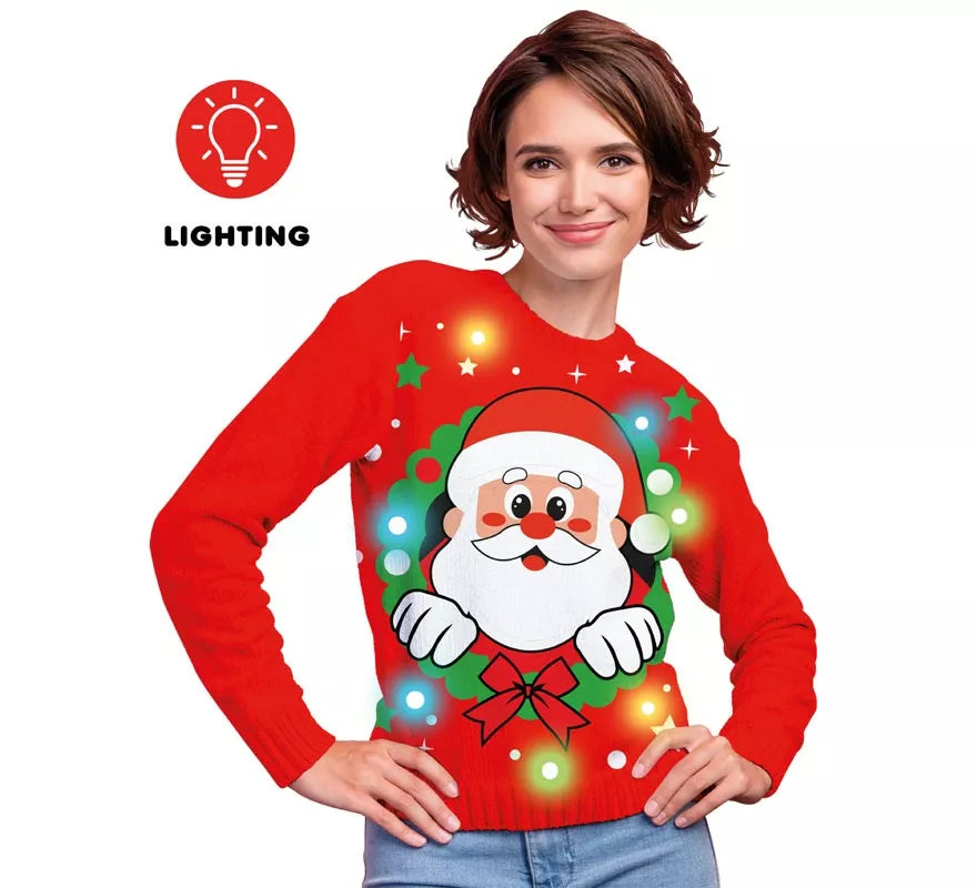 Translation missing: fr.Jersey Navideño de Papá Noel con 12 Luces LED para mujer
