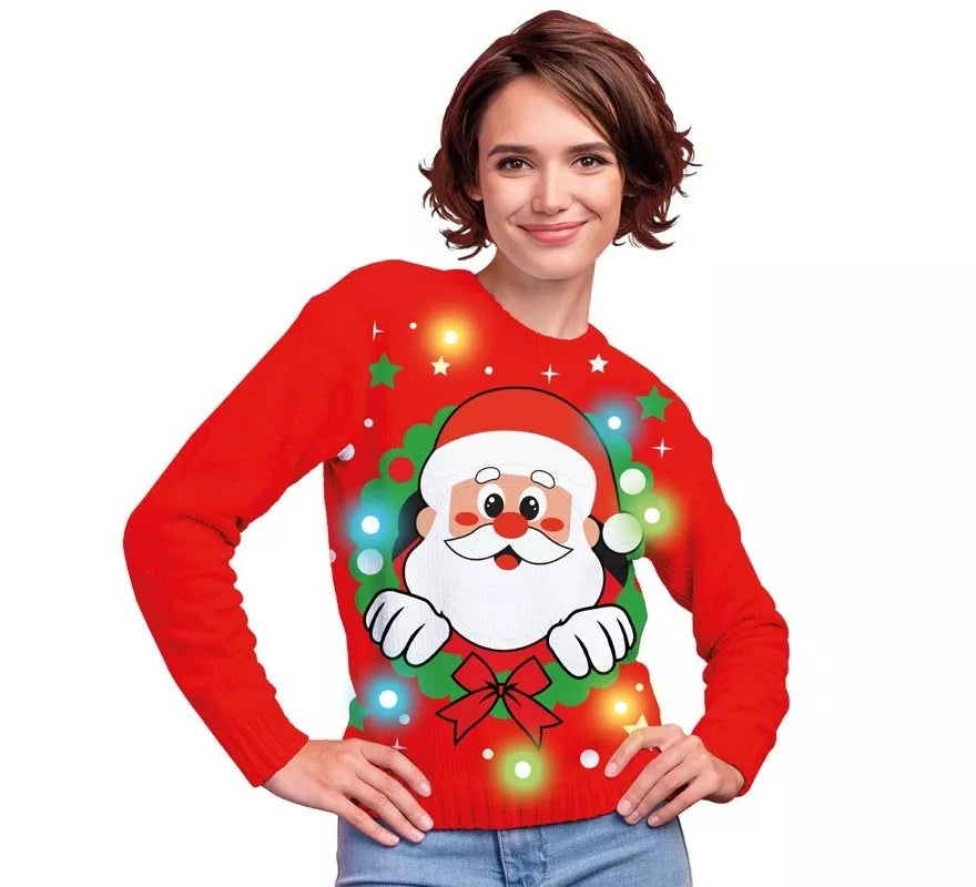 Translation missing: fr.Jersey Navideño de Papá Noel con 12 Luces LED para mujer