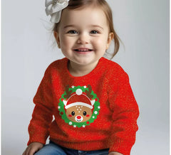 Pull de Noël renne pailleté pour bébé