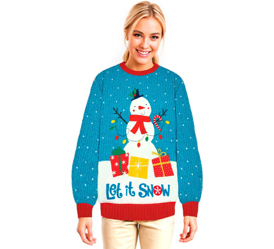 Translation missing: fr.Jersey Navideño Muñeco de Nieve con Luces para adulto