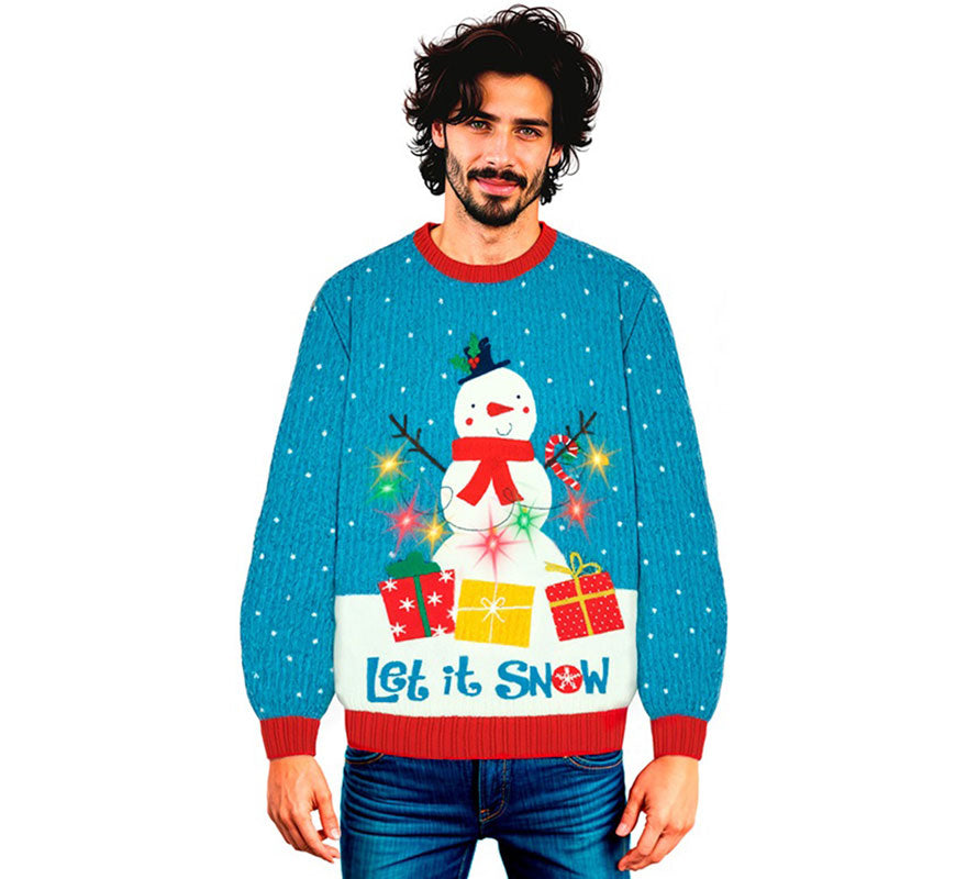 Translation missing: fr.Jersey Navideño Muñeco de Nieve con Luces para adulto