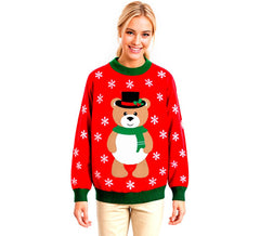 Pull de Noël ours en peluche pour adultes