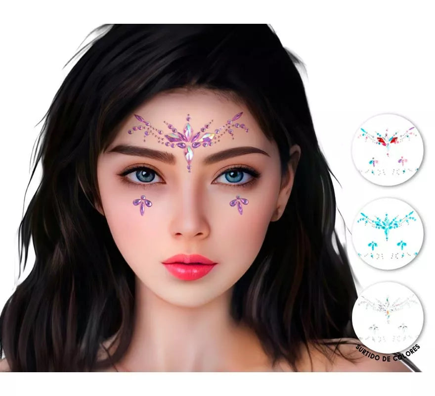 Translation missing: fr.Joyas Faciales adhesivas Gemas diamante en varios colores surtidos adulto