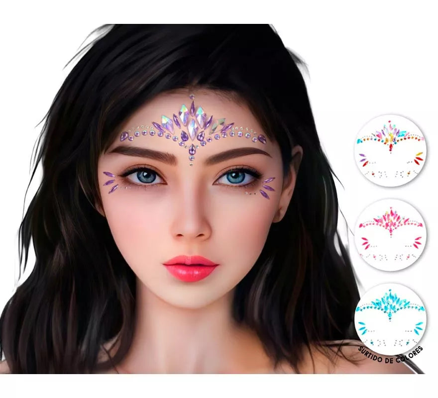 Translation missing: fr.Joyas Faciales adhesivas Gemas gotas en varios colores surtidos adulto