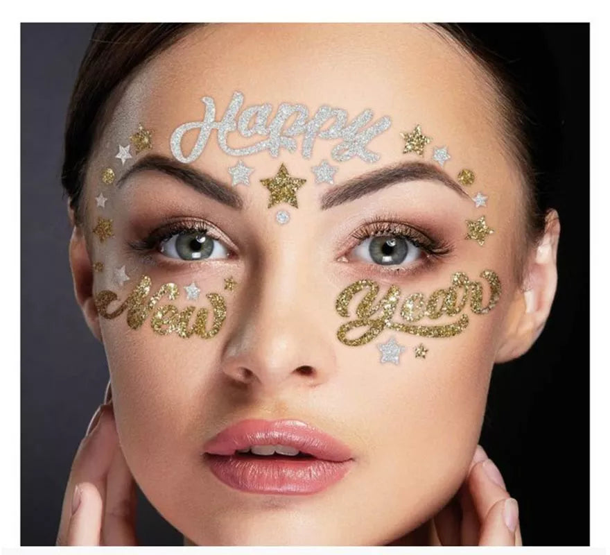 Translation missing: fr.Joyas Faciales Adhesivas Happy New Year brillantes