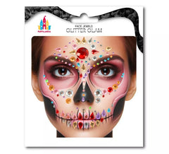 Bijoux pour le visage Crâne Mode Gemmes multicolores Adulte