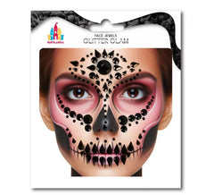 Bijoux pour le visage Skull Fashion Gemmes noires pour adultes
