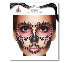 Bijoux pour le visage Skull Fashion Gemmes noires pour adultes