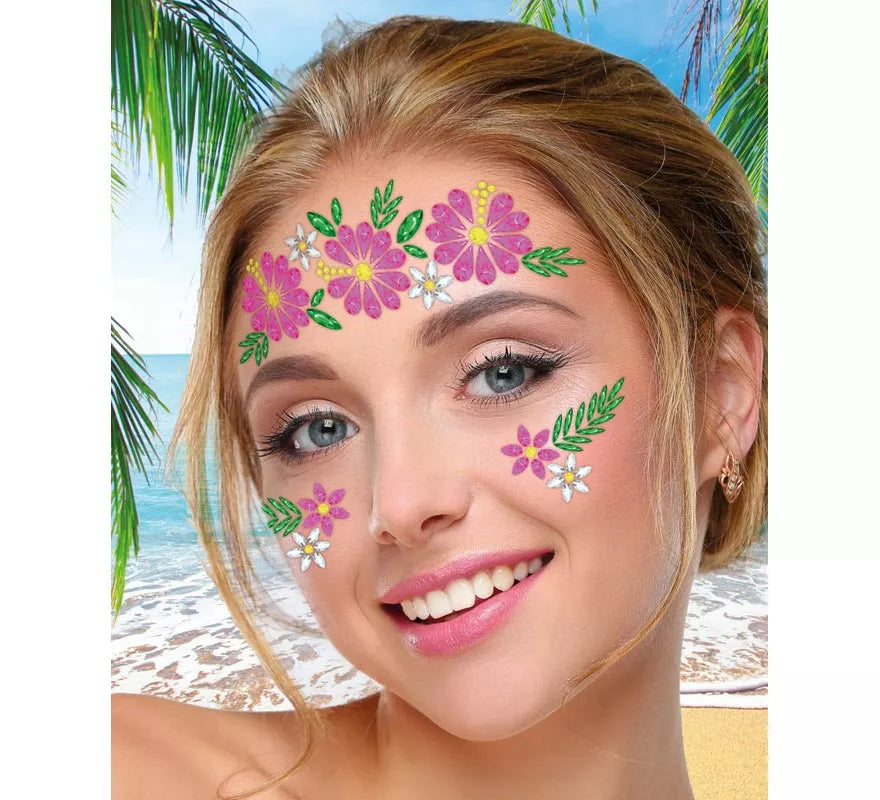 Translation missing: fr.Joyas Faciales Flores rosa y verde