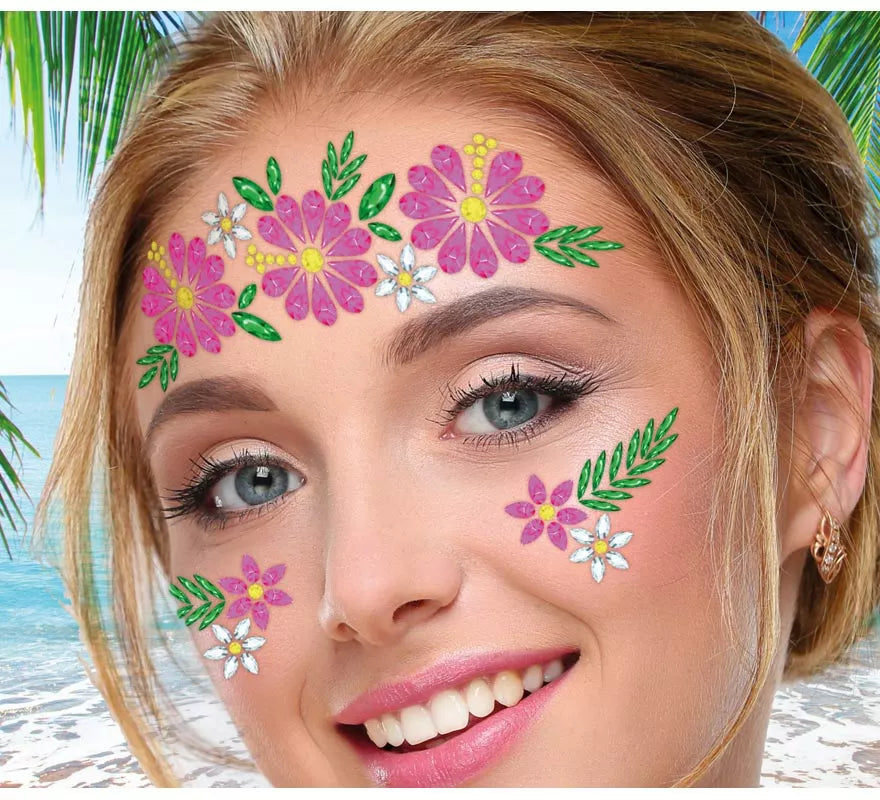 Translation missing: fr.Joyas Faciales Flores rosa y verde