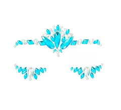Bijoux pour le visage gouttes bleu mer et argent