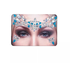 Bijoux pour le visage gouttes bleu vif et argent