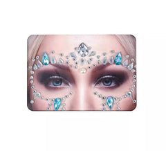 Bijoux pour le visage argent brillant et gouttes bleues
