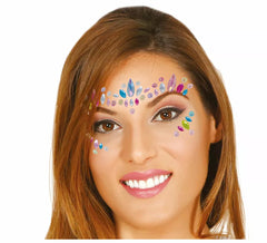 Bijoux adhésifs multicolores pour le visage