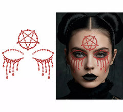Bijoux adhésifs visage satanique 13x15 cm