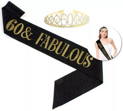Kit 60ème Anniversaire et Fabuleux : Couronne et Écharpe 160x9,5 cm