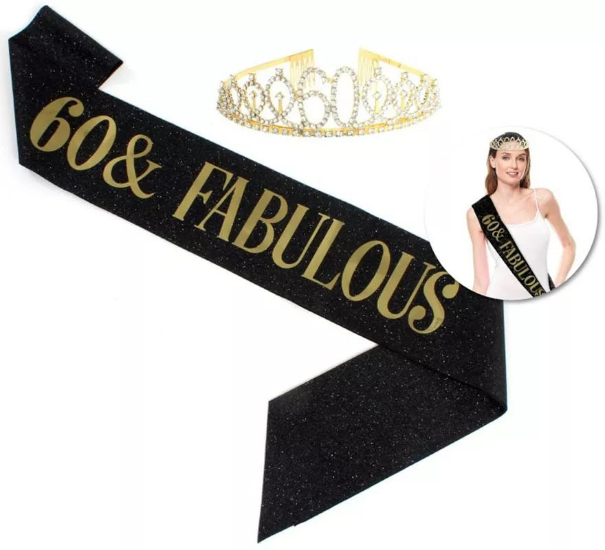 Translation missing: fr.Kit 60 Cumpleaños y Fabulosa: Corona y Banda de 160x9,5 cm