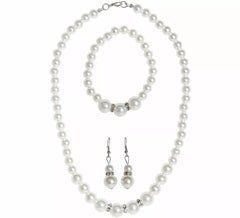 Kit des années 1920 : collier, boucles d'oreilles et bracelet en perles de strass