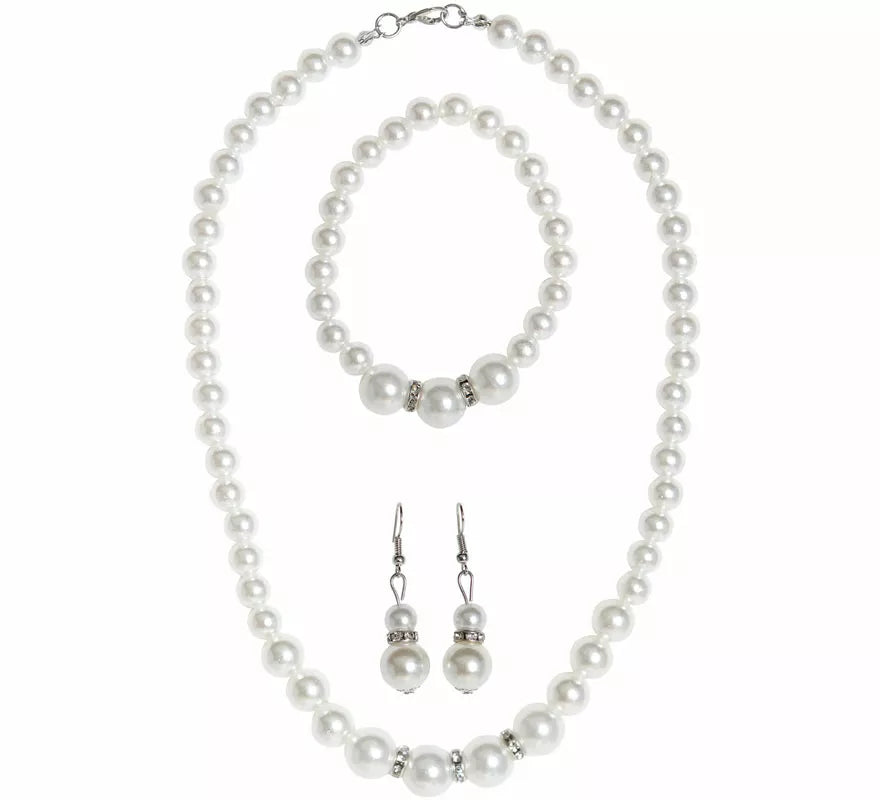 Translation missing: fr.Kit Años 20: Collar de Perlas Strass, Pendientes y Brazalete