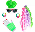 Kit Años 80: Coletero, Gafas, Extensiones, Pendientes y Mitón