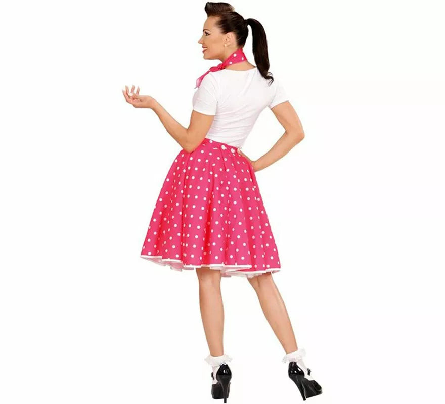 Kit Chica Pin Up Años 50 rosa para mujer: falda y pañuelo