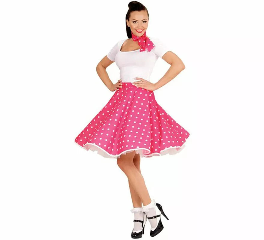 Translation missing: fr.Kit Chica Pin Up Años 50 rosa para mujer: falda y pañuelo
