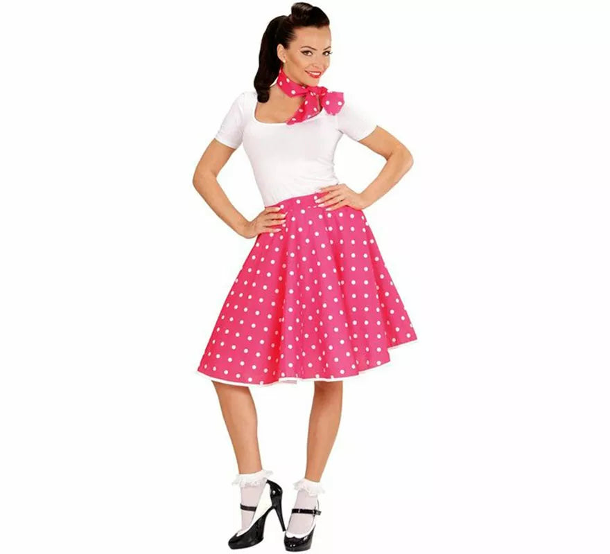 Translation missing: fr.Kit Chica Pin Up Años 50 rosa para mujer: falda y pañuelo