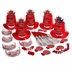 Kit Cotillon Feliz Año Nuevo Rouge pour 10 personnes