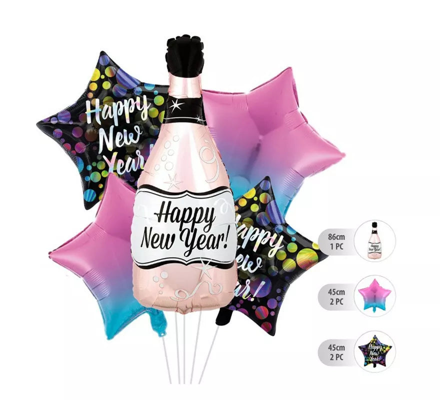Translation missing: fr.Kit de 5 Globos Foil Champagne de Happy New Year