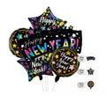 Kit de 5 Globos Foil Negros de Happy New Year