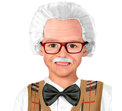 Kit grand-père enfant : bonnet avec cheveux, moustache et lunettes