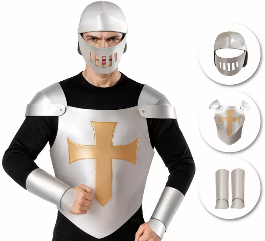 Translation missing: fr.Kit de Armadura Medieval plateada para hombre