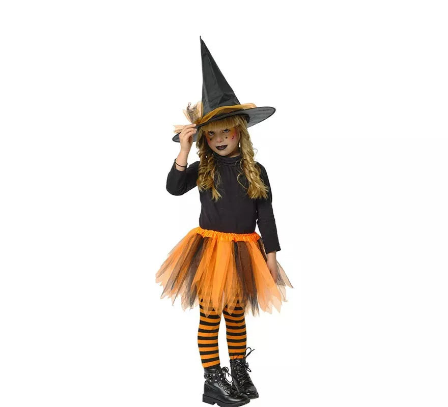 Translation missing: fr.Kit de Bruja Infantil: Tutú naranja y Sombrero
