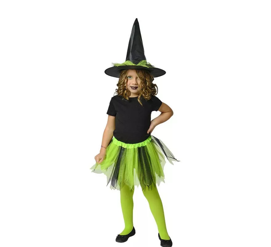 Translation missing: fr.Kit de Bruja Infantil: Tutú verde y Sombrero