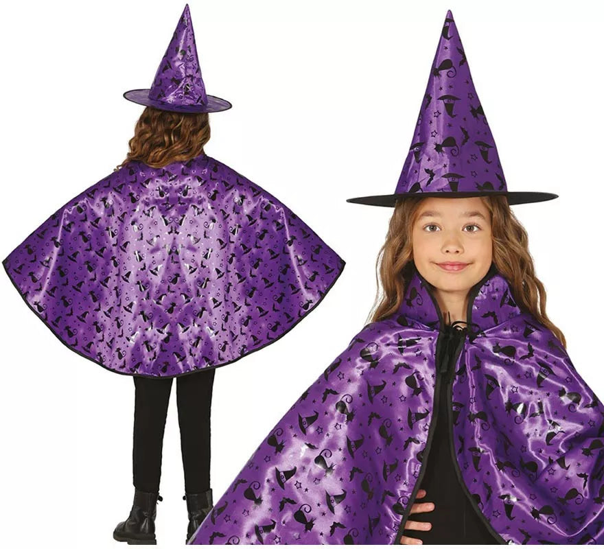 Translation missing: fr.Kit de Bruja lila Infantil: Capa y Sombrero
