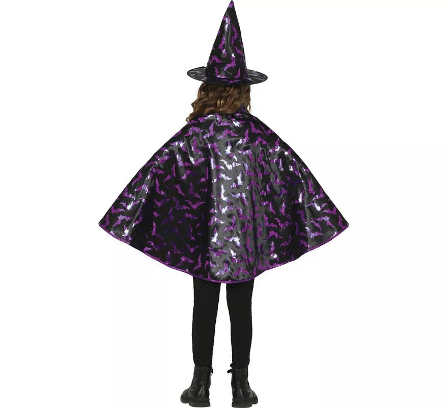 Translation missing: fr.Kit de Bruja negro y lila Infantil: Capa y Sombrero