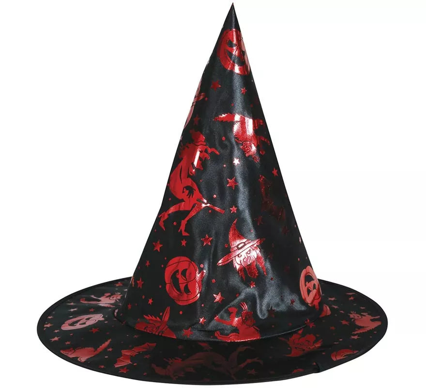 Translation missing: fr.Kit de Bruja negro y rojo Infantil: Capa y Sombrero